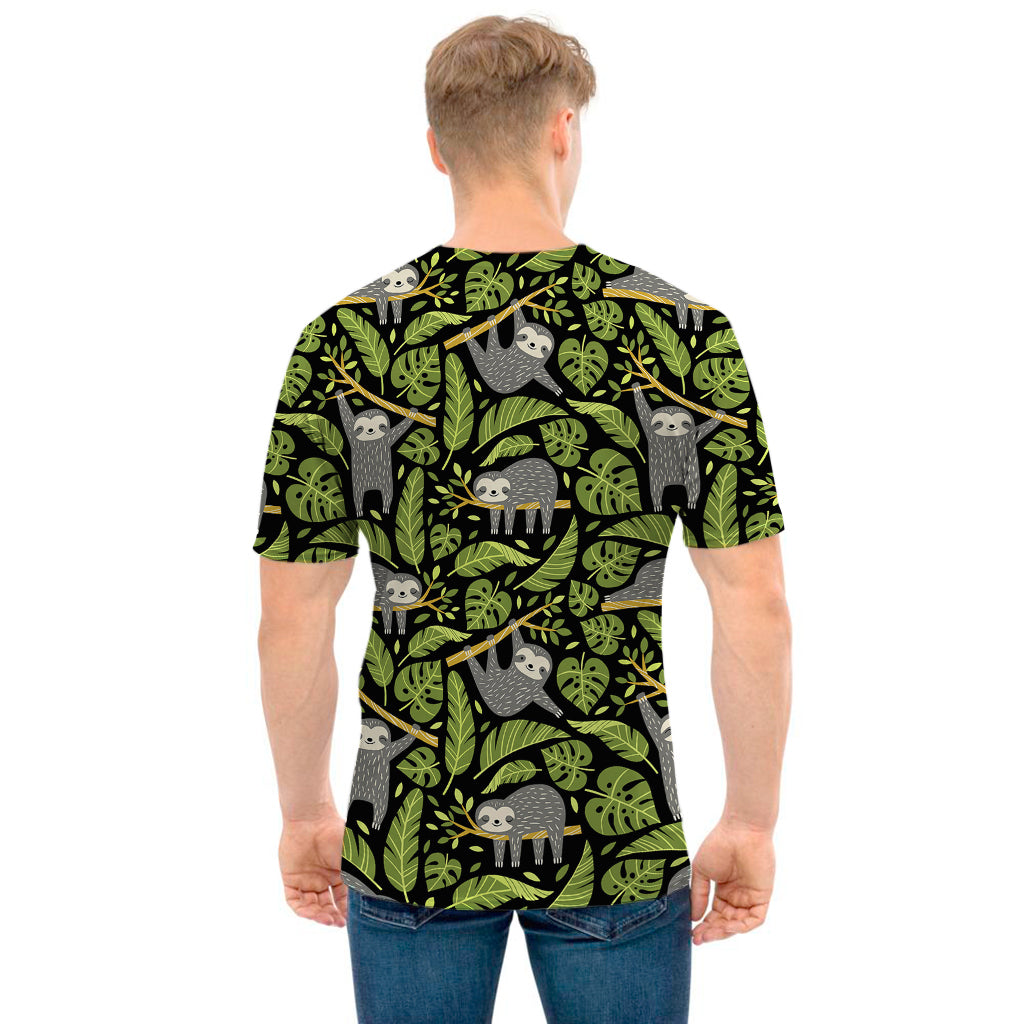 Tropical Sloth Pattern Print Men's T-Shirt