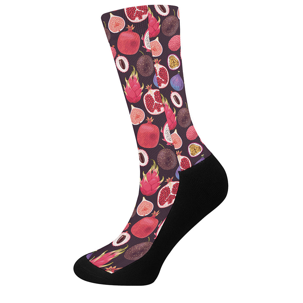 Tropical Summer Fruits Pattern Print Crew Socks