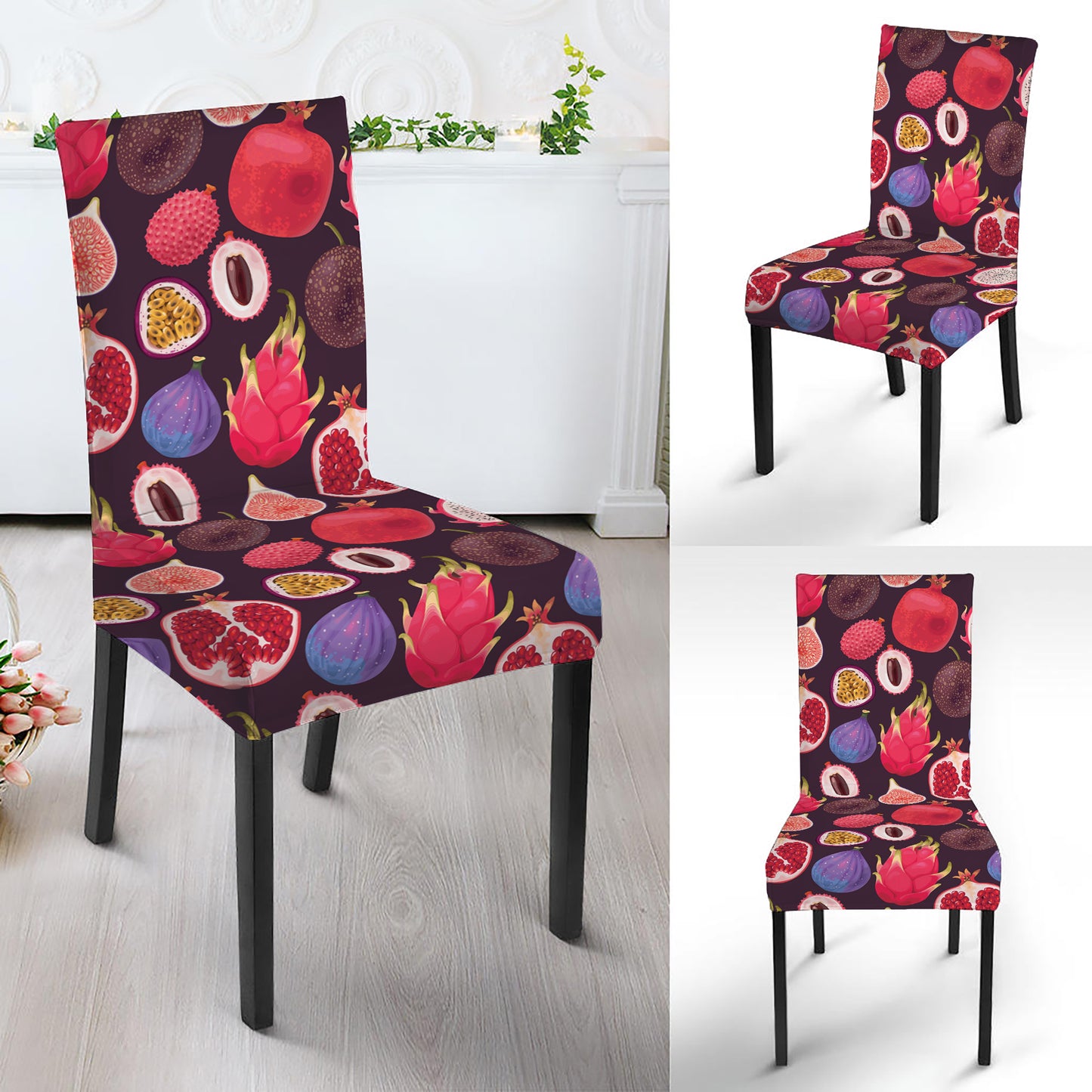 Tropical Summer Fruits Pattern Print Dining Chair Slipcover