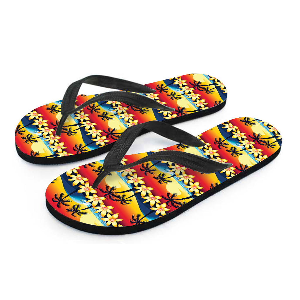 Tropical Sunset Pattern Print Flip Flops
