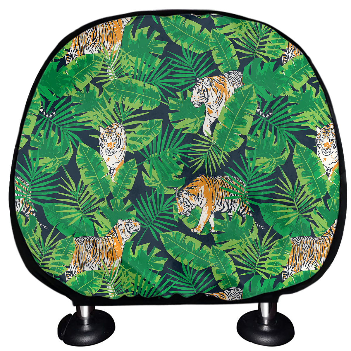 Tropical Tiger Pattern Print Car Headrest Covers