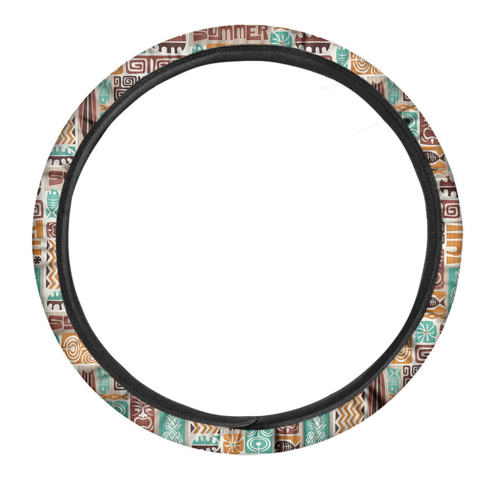 Tropical Tiki Pattern Print Car Steering Wheel Cover
