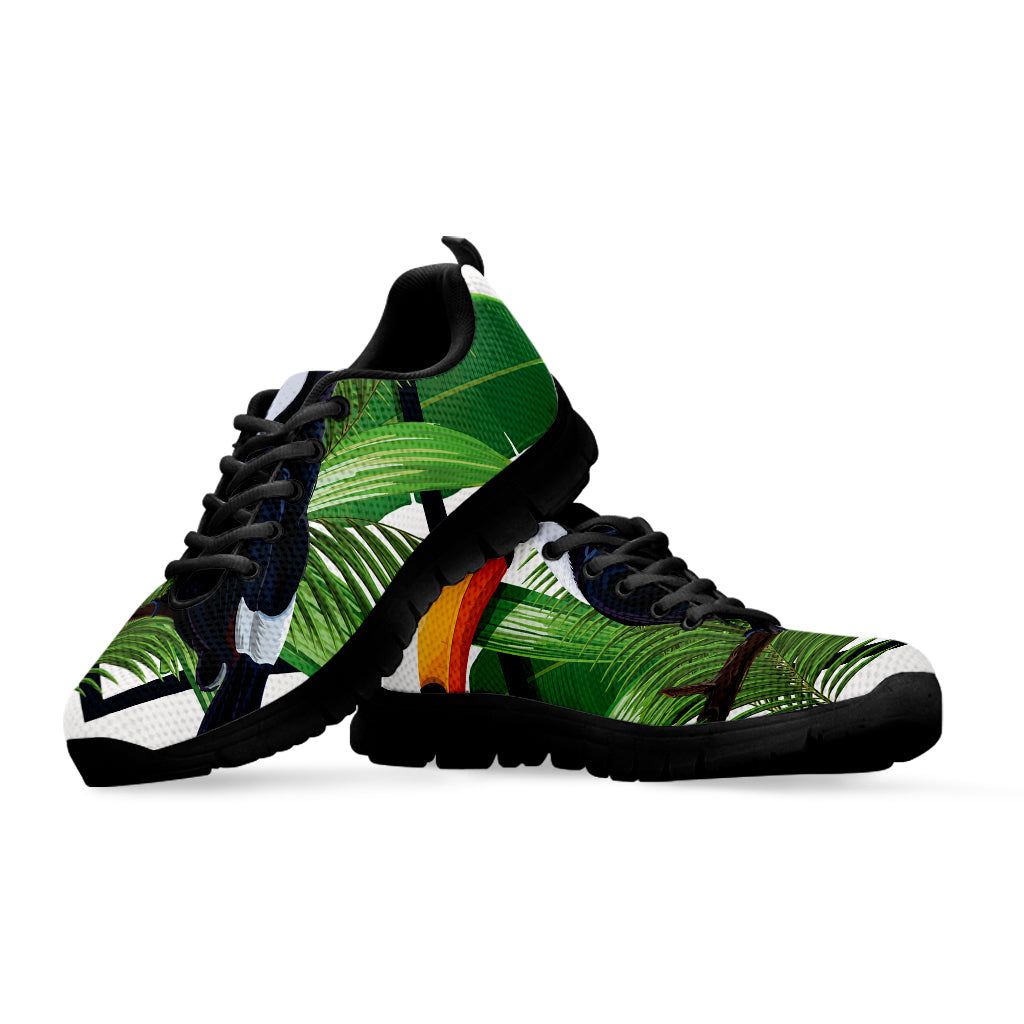 Tropical Toco Toucan Print Black Sneakers