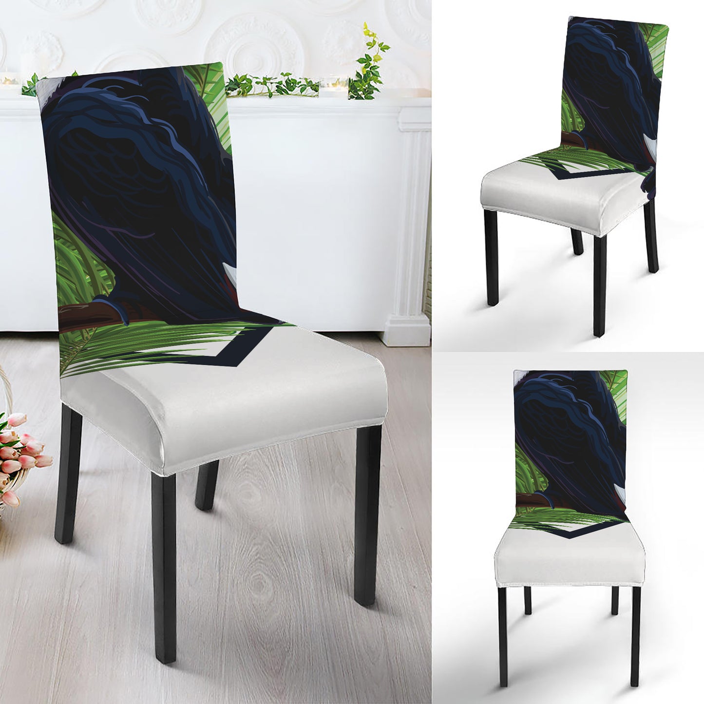 Tropical Toco Toucan Print Dining Chair Slipcover
