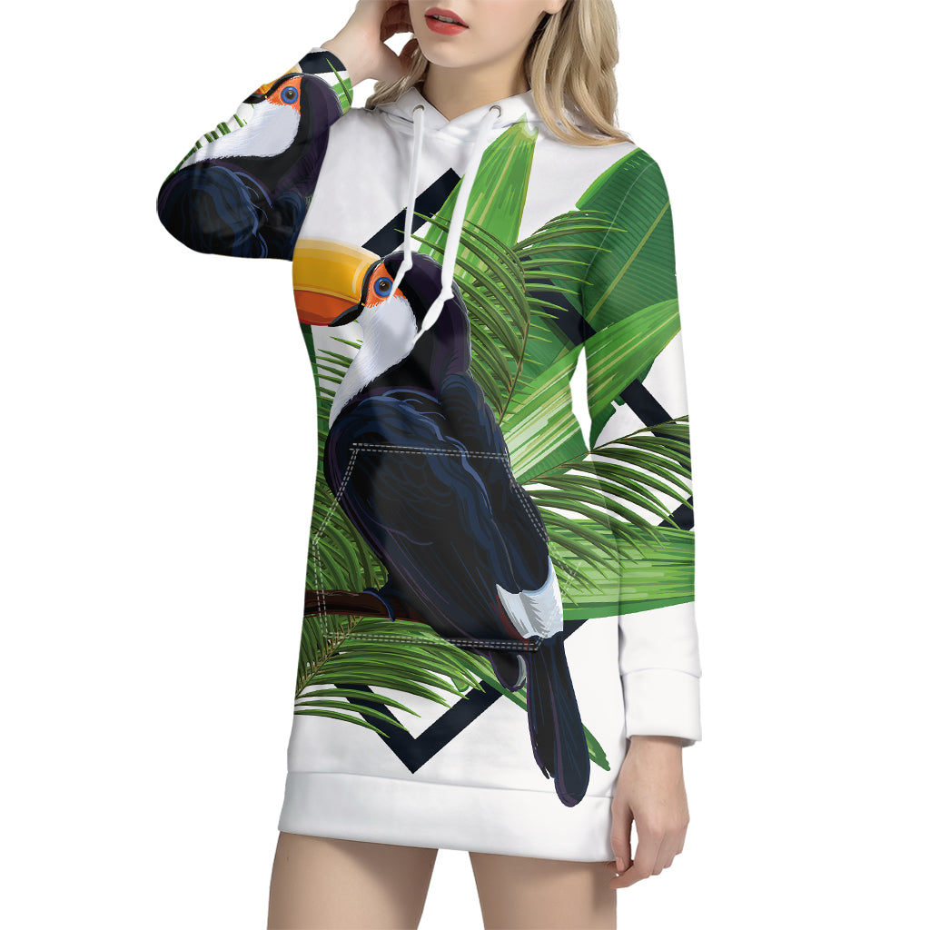 Tropical Toco Toucan Print Pullover Hoodie Dress