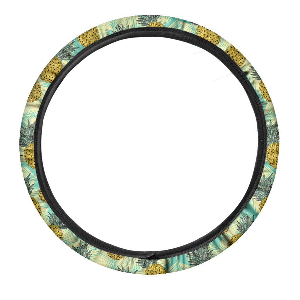 Tropical Vintage Pineapple Pattern Print Car Steering Wheel Cover