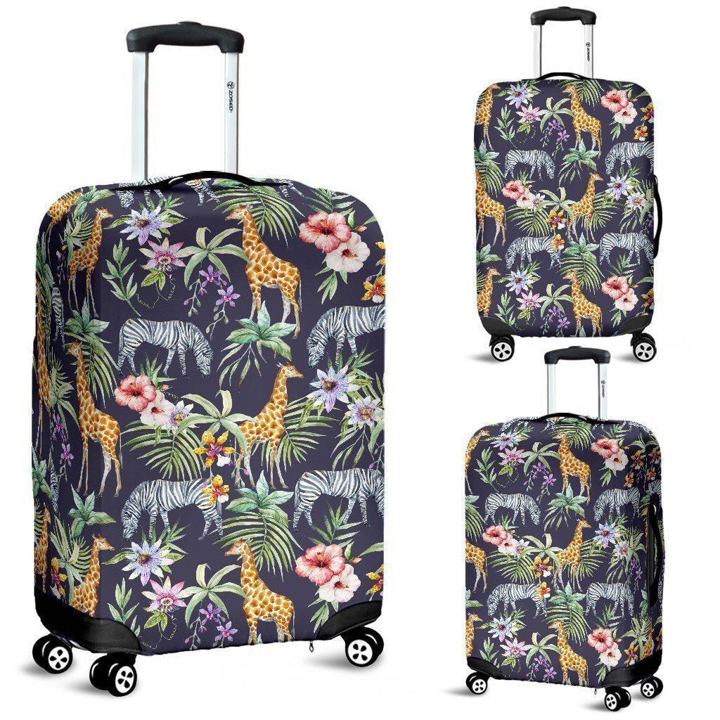 Tropical Zebra Giraffe Pattern Print Luggage Cover GearFrost