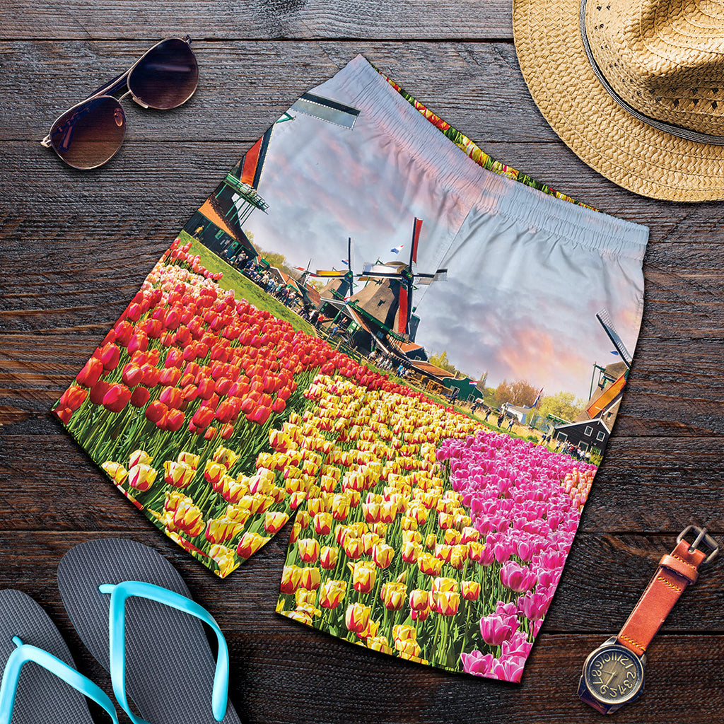 Tulip Field Print Men's Shorts