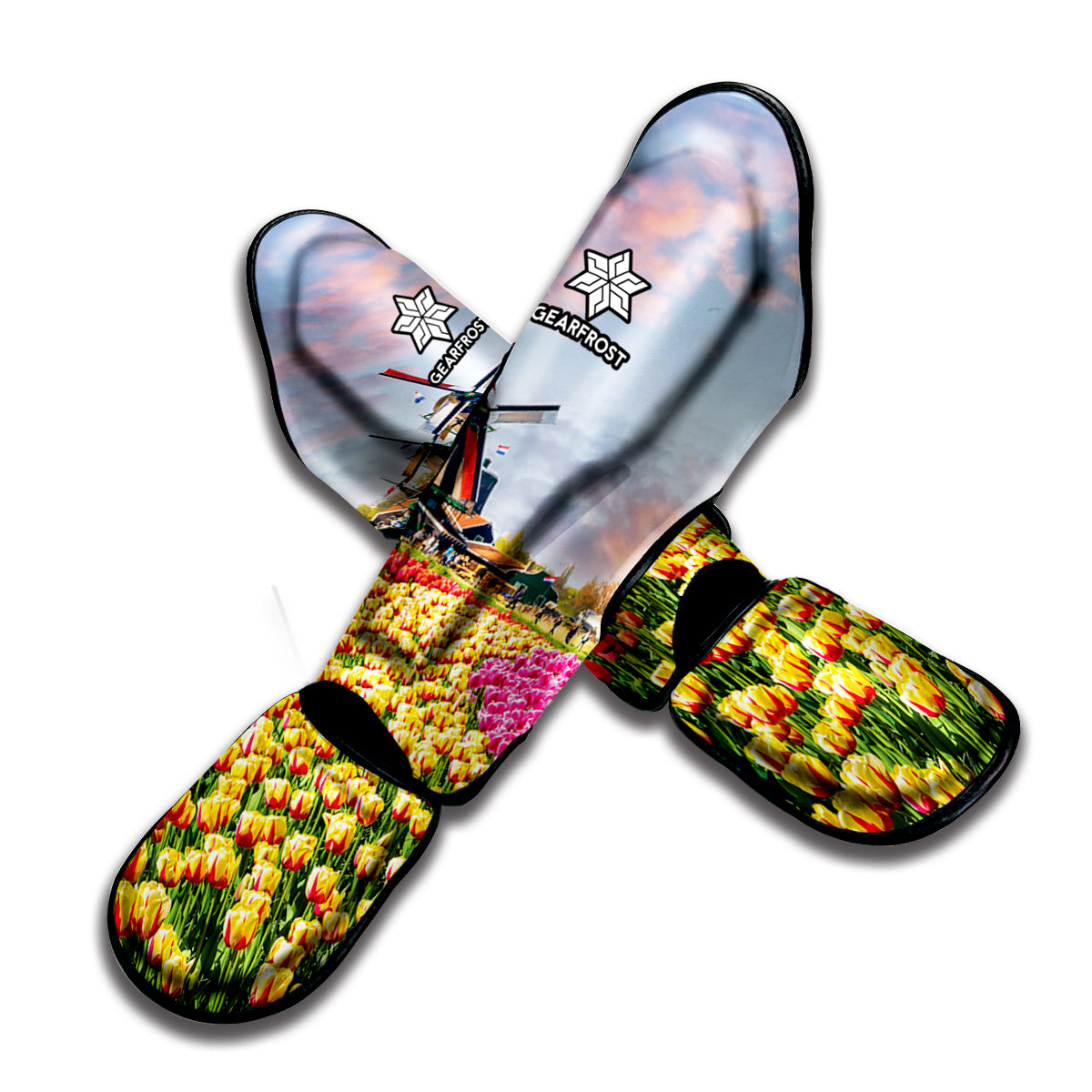 Tulip Field Print Muay Thai Shin Guard