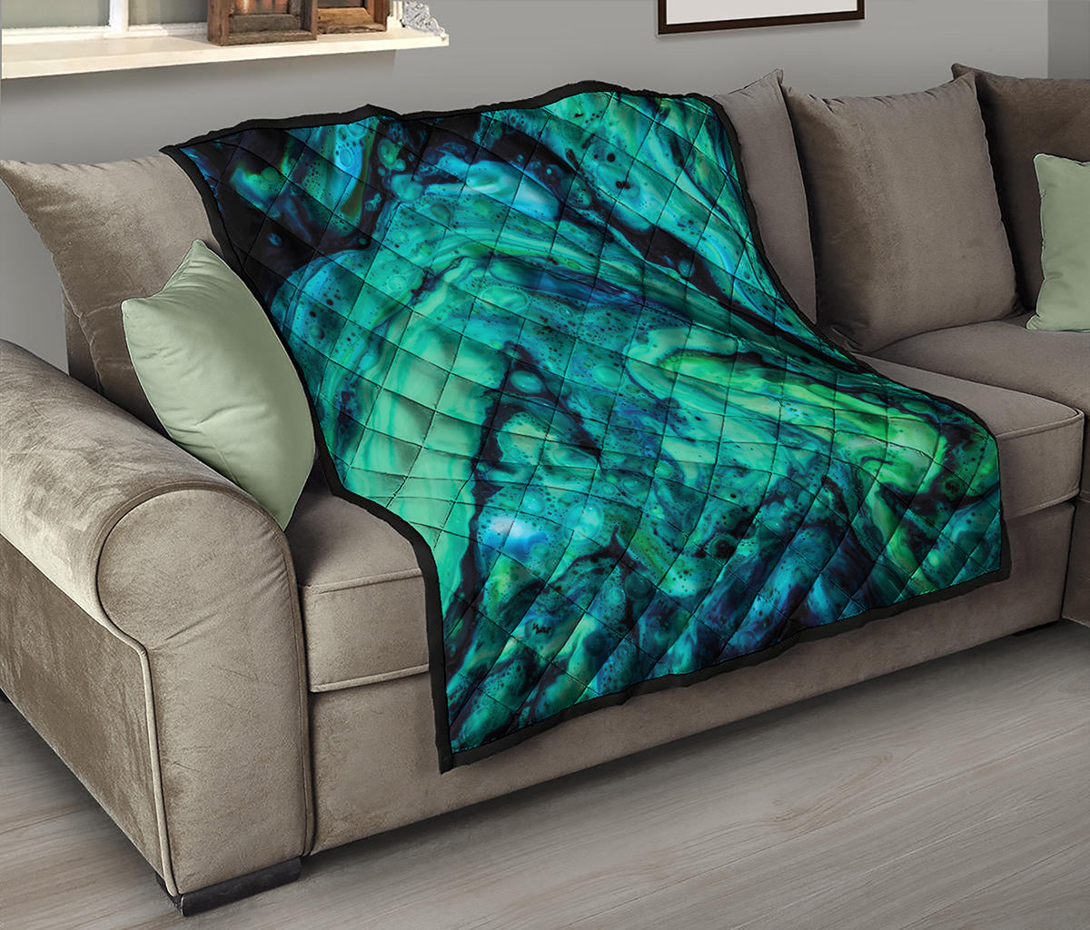Turquoise Acid Melt Print Quilt