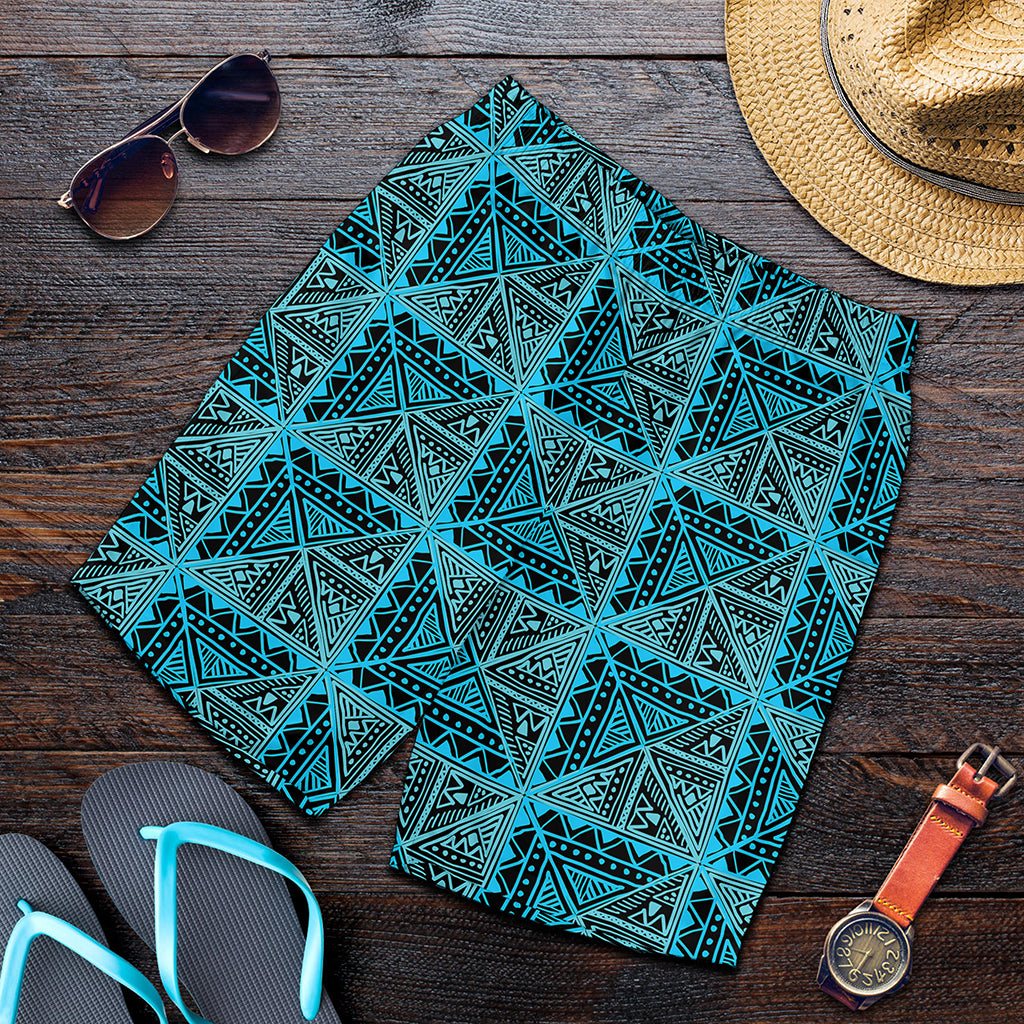 Turquoise African Ethnic Pattern Print Men's Shorts