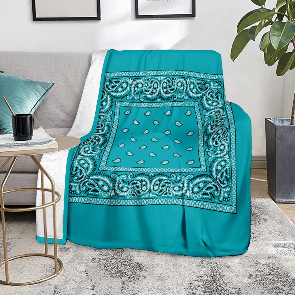 Turquoise Blue Bandana Blanket