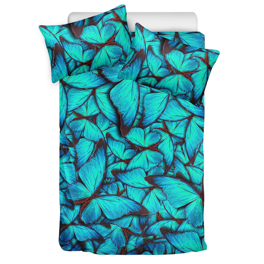 Turquoise Butterfly Pattern Print Duvet Cover Bedding Set