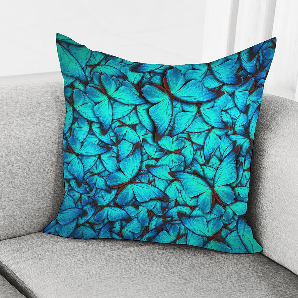 Turquoise Butterfly Pattern Print Pillow Cover