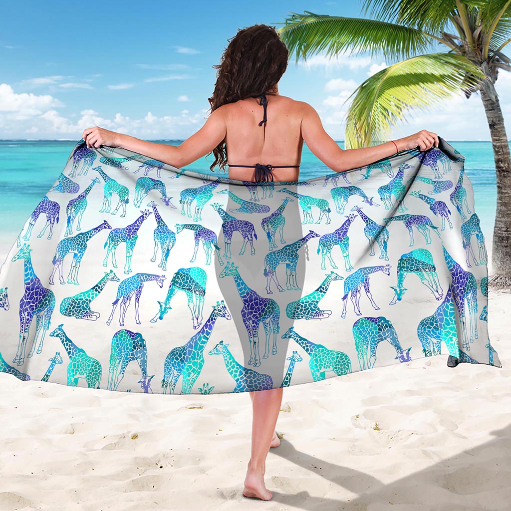 Turquoise Giraffe Pattern Print Beach Sarong Wrap