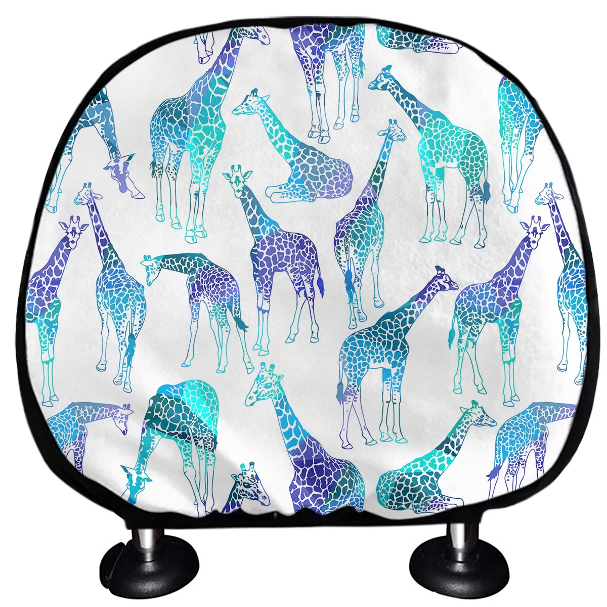 Turquoise Giraffe Pattern Print Car Headrest Covers