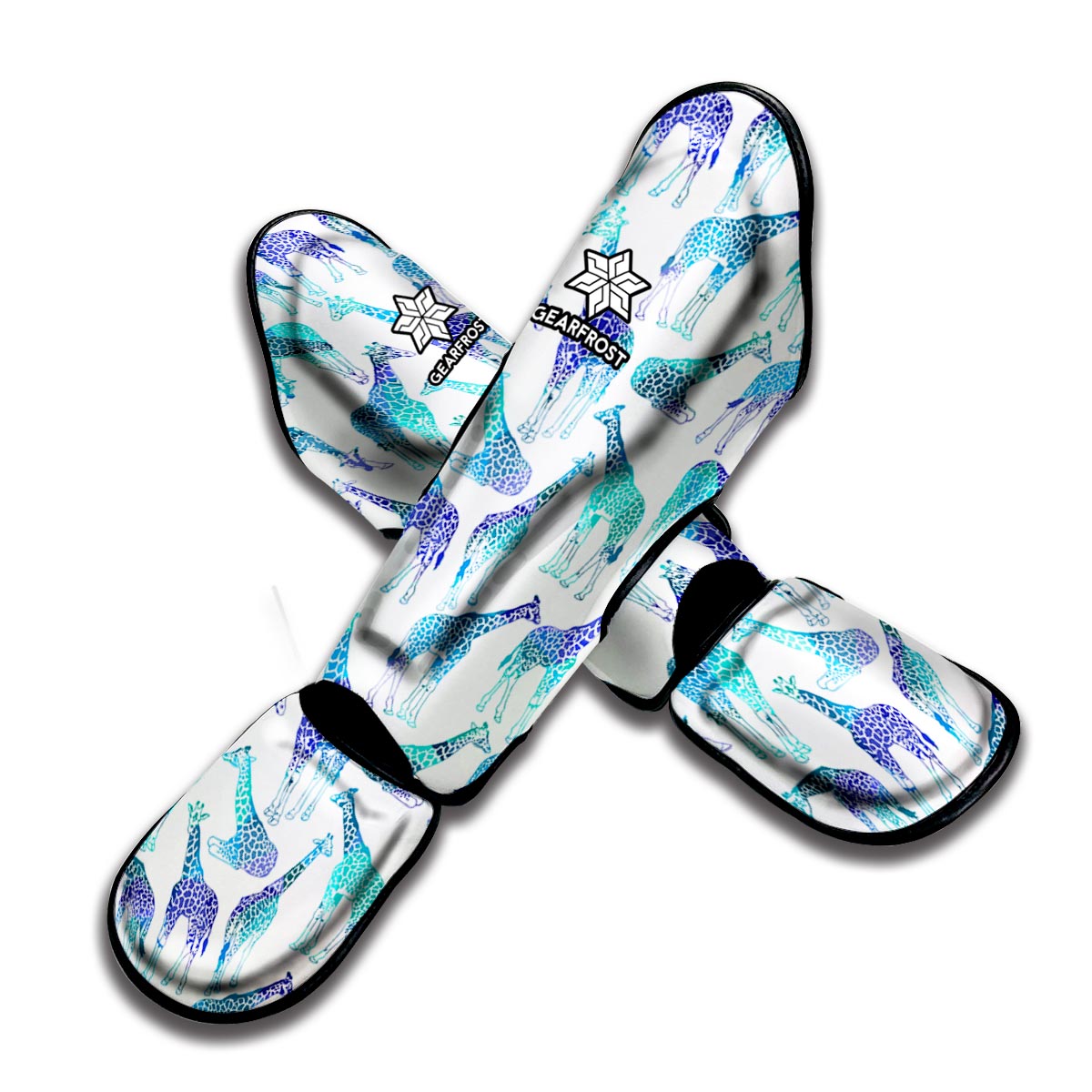 Turquoise Giraffe Pattern Print Muay Thai Shin Guard