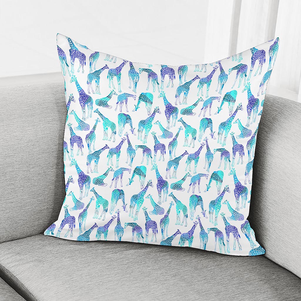 Turquoise Giraffe Pattern Print Pillow Cover