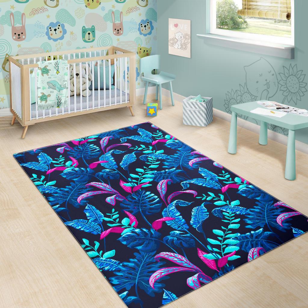 Turquoise Hawaii Tropical Pattern Print Area Rug GearFrost