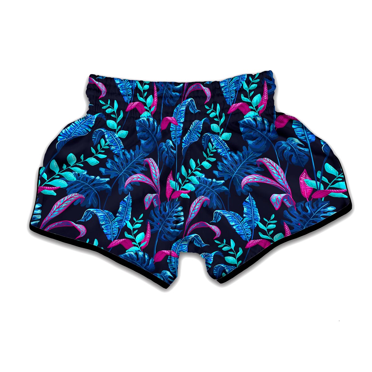 Turquoise Hawaii Tropical Pattern Print Muay Thai Boxing Shorts