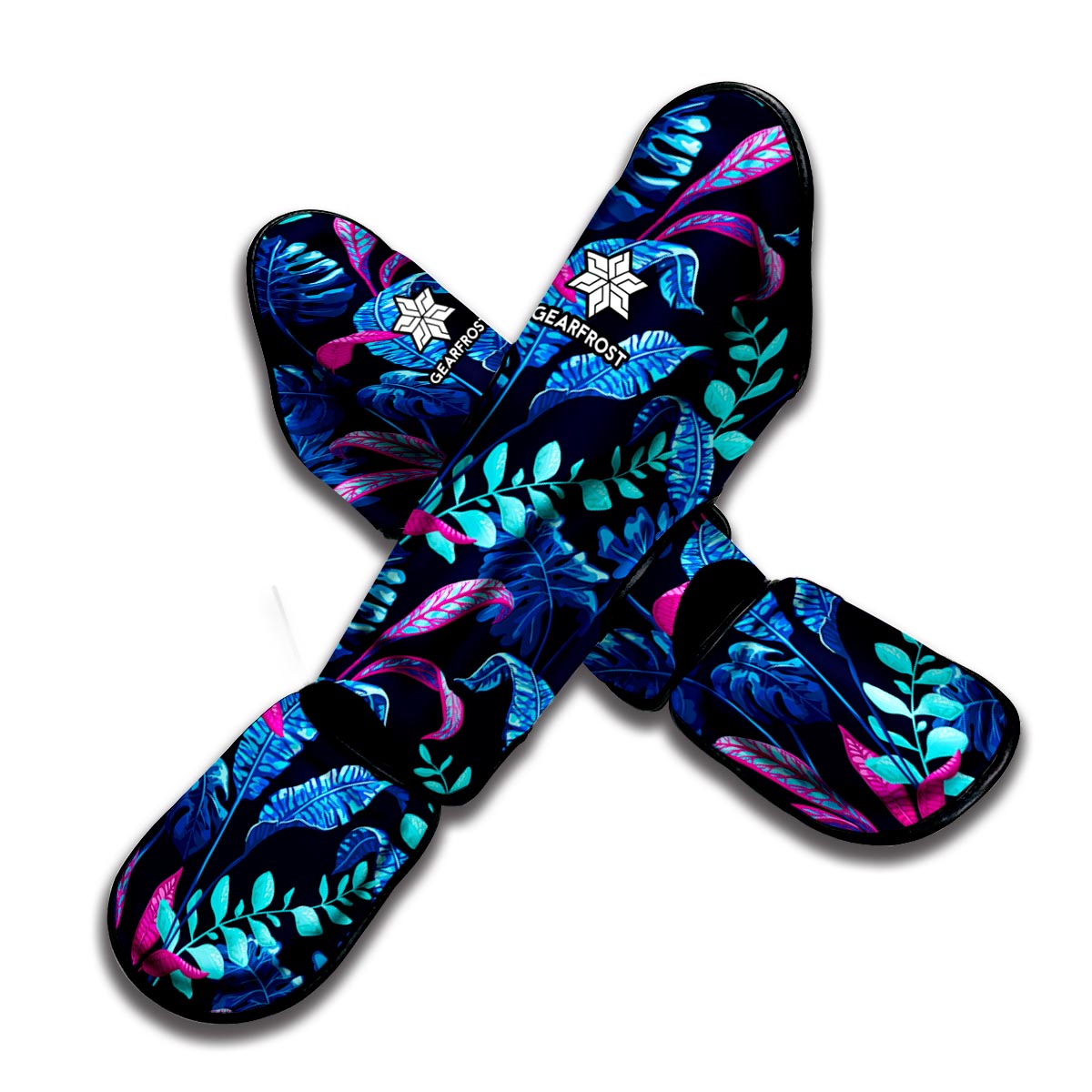 Turquoise Hawaii Tropical Pattern Print Muay Thai Shin Guard