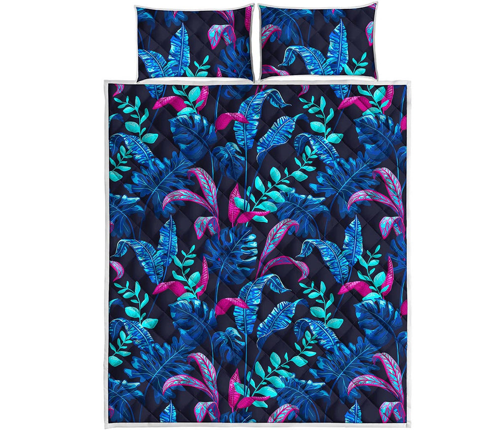 Turquoise Hawaii Tropical Pattern Print Quilt Bed Set