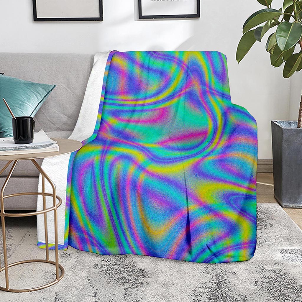 Turquoise Holographic Trippy Print Blanket