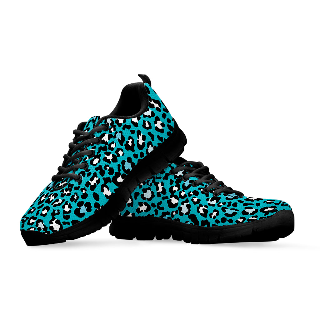 Turquoise Leopard Print Black Sneakers