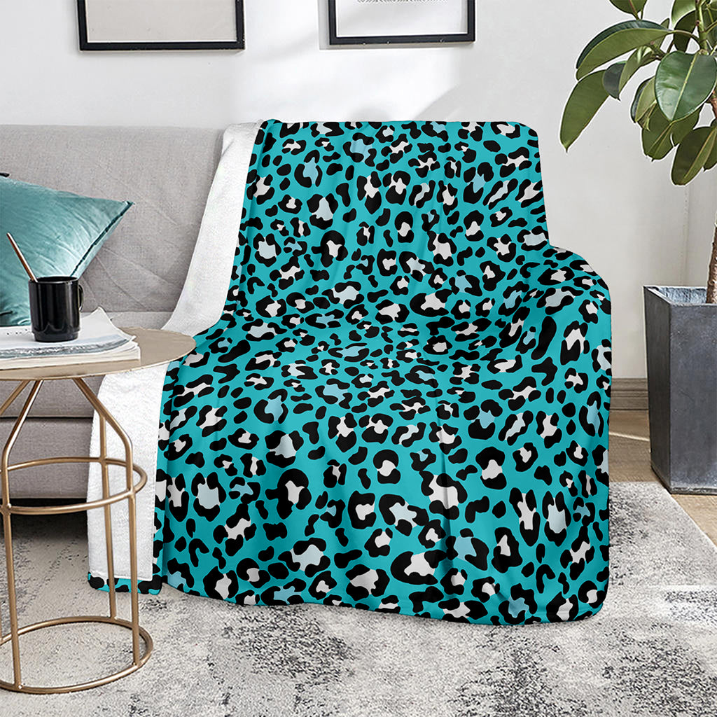 Turquoise Leopard Print Blanket