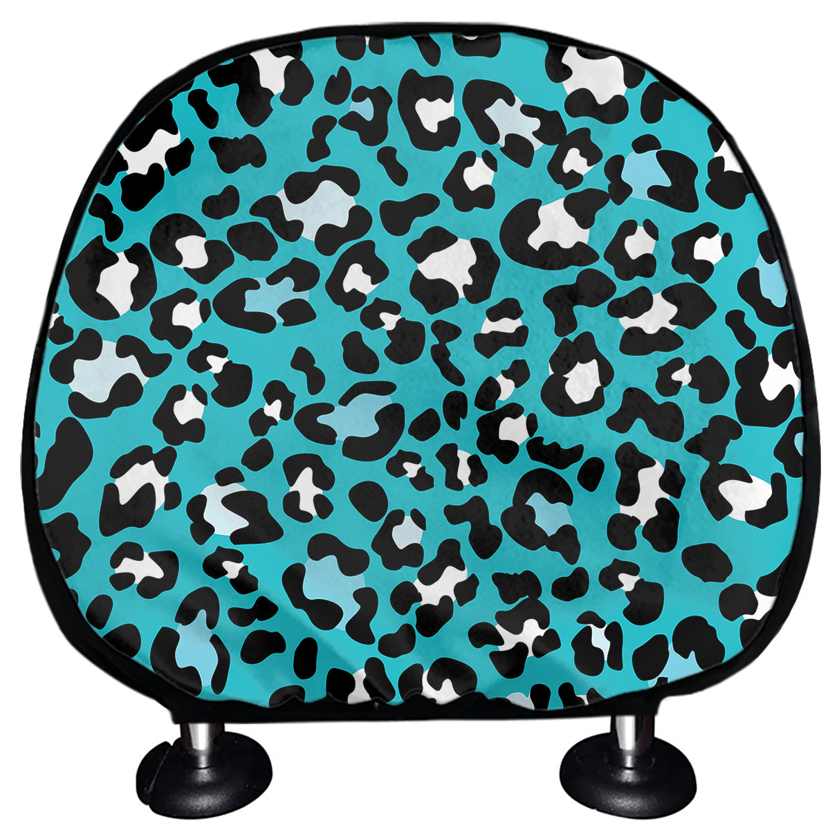 Turquoise Leopard Print Car Headrest Covers