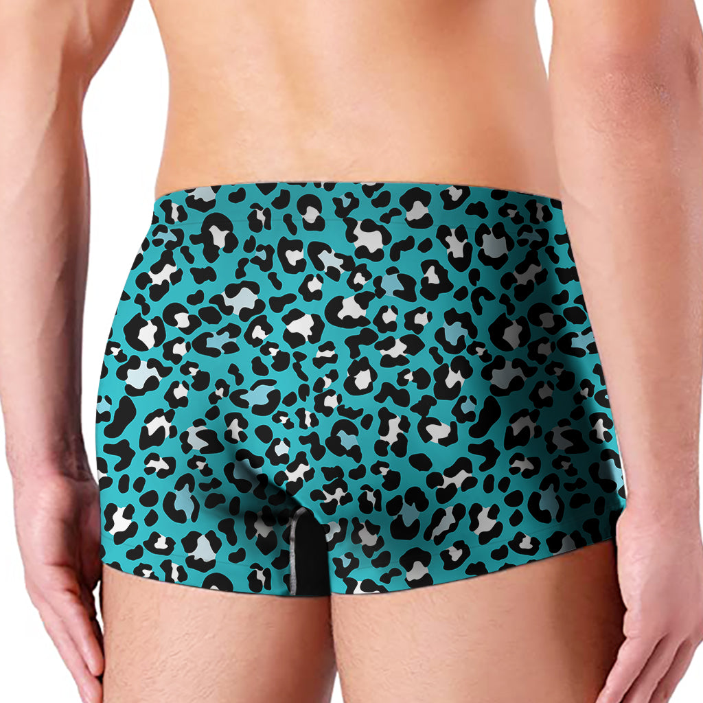 Turquoise Leopard Print Men's Boxer Briefs