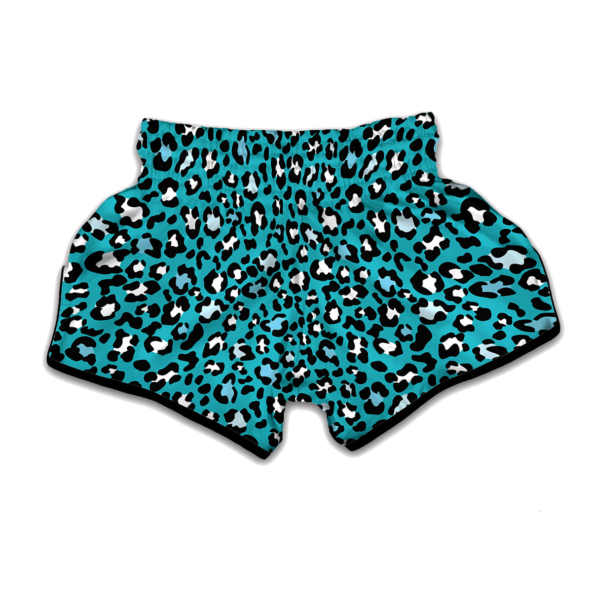 Turquoise Leopard Print Muay Thai Boxing Shorts