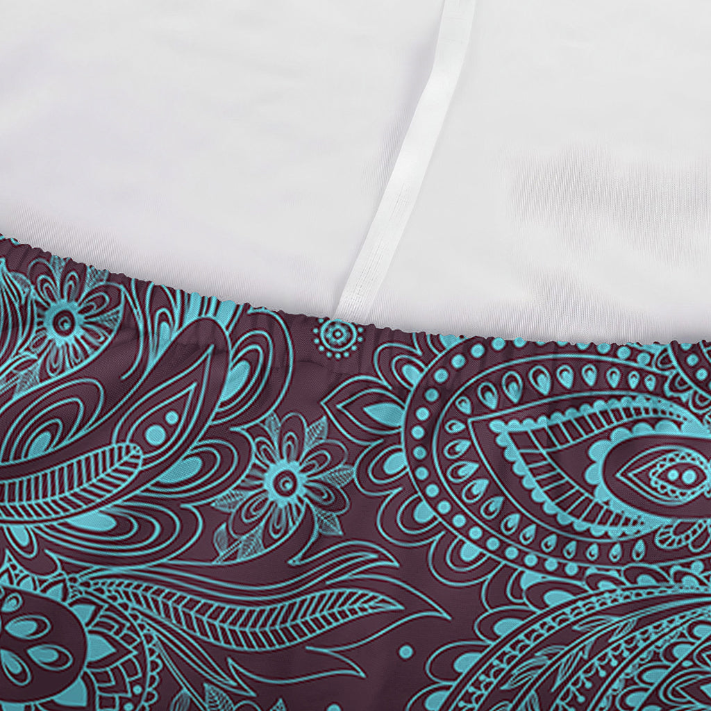 Turquoise Paisley Pattern Print Sofa Cover