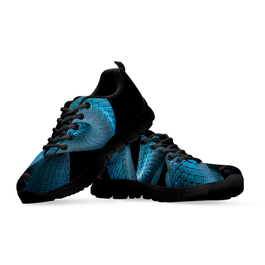 Turquoise Snake Print Black Sneakers