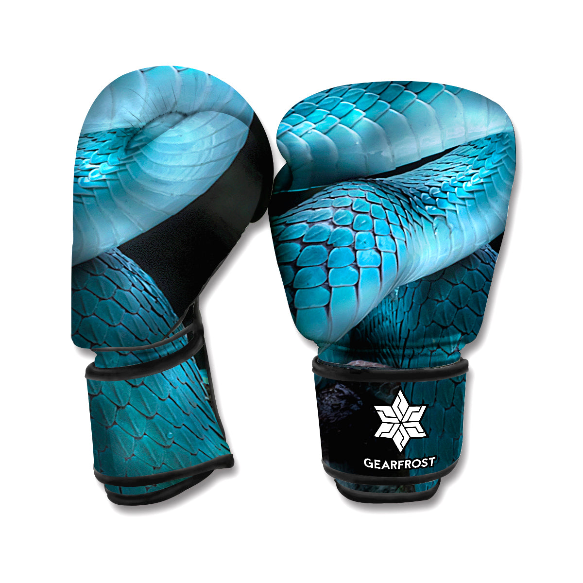 Turquoise Snake Print Boxing Gloves