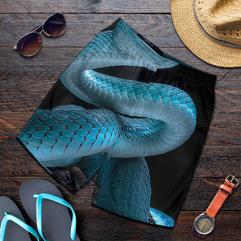 Turquoise Snake Print Men's Shorts
