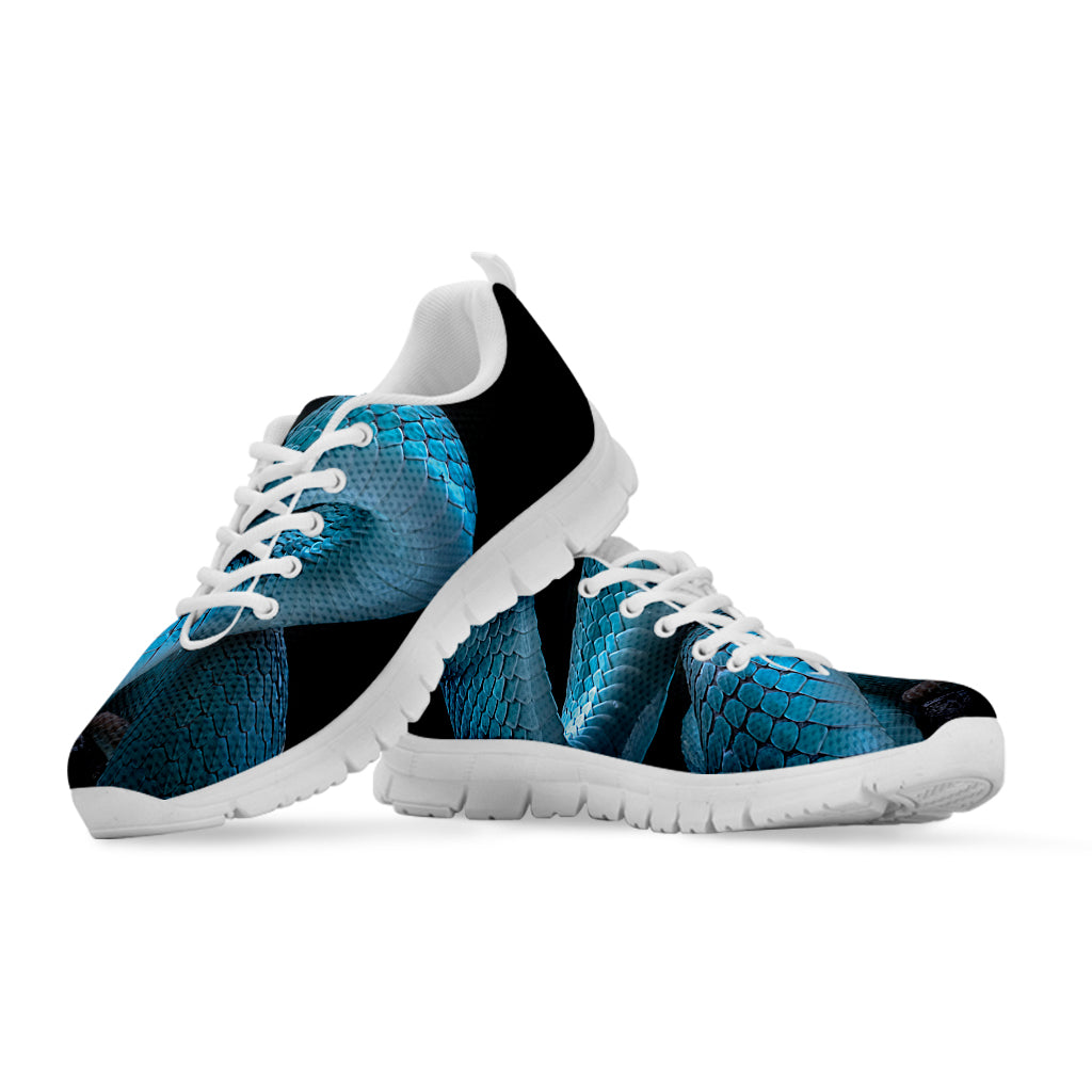 Turquoise Snake Print White Sneakers