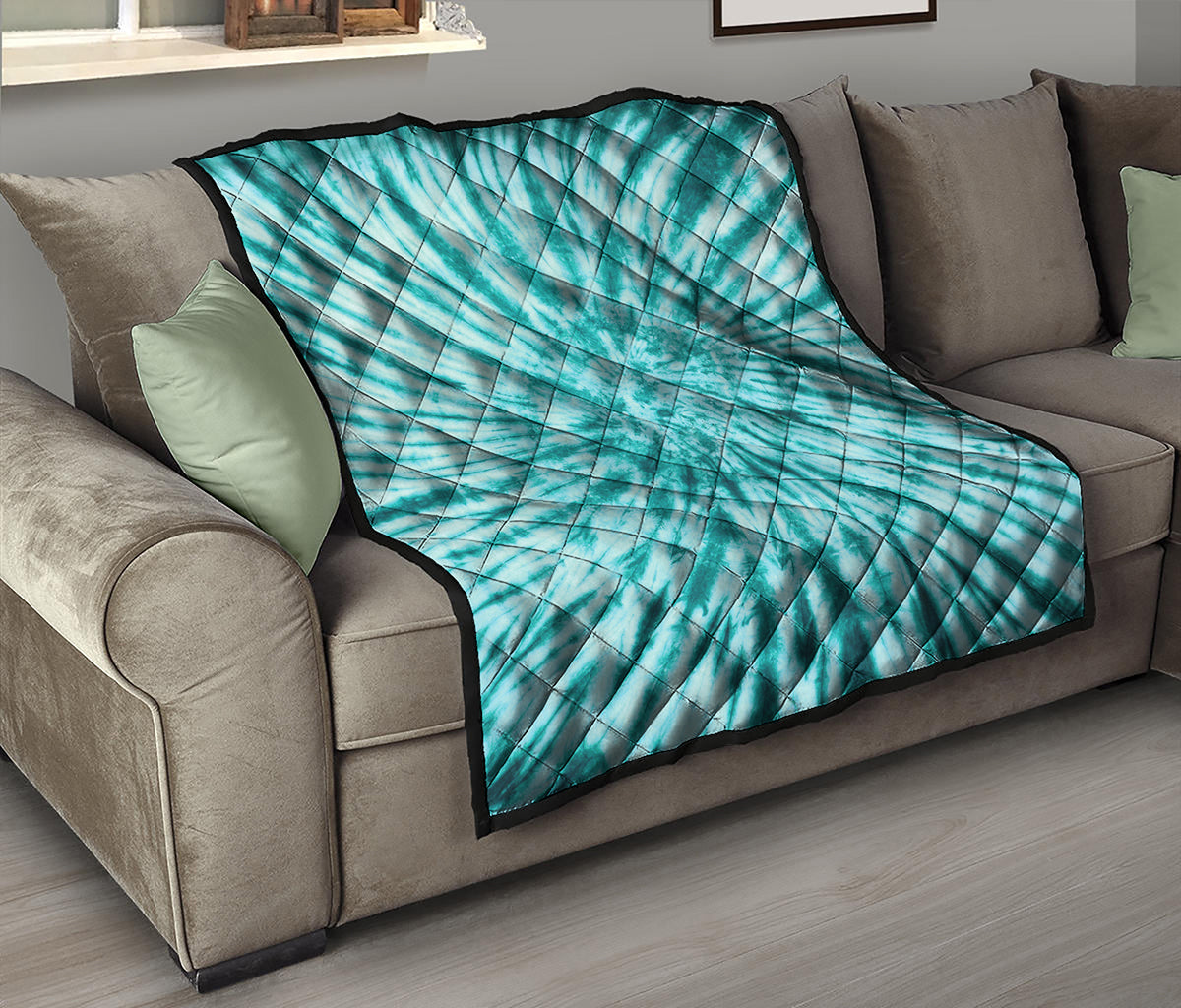 Turquoise Tie Dye Print Quilt