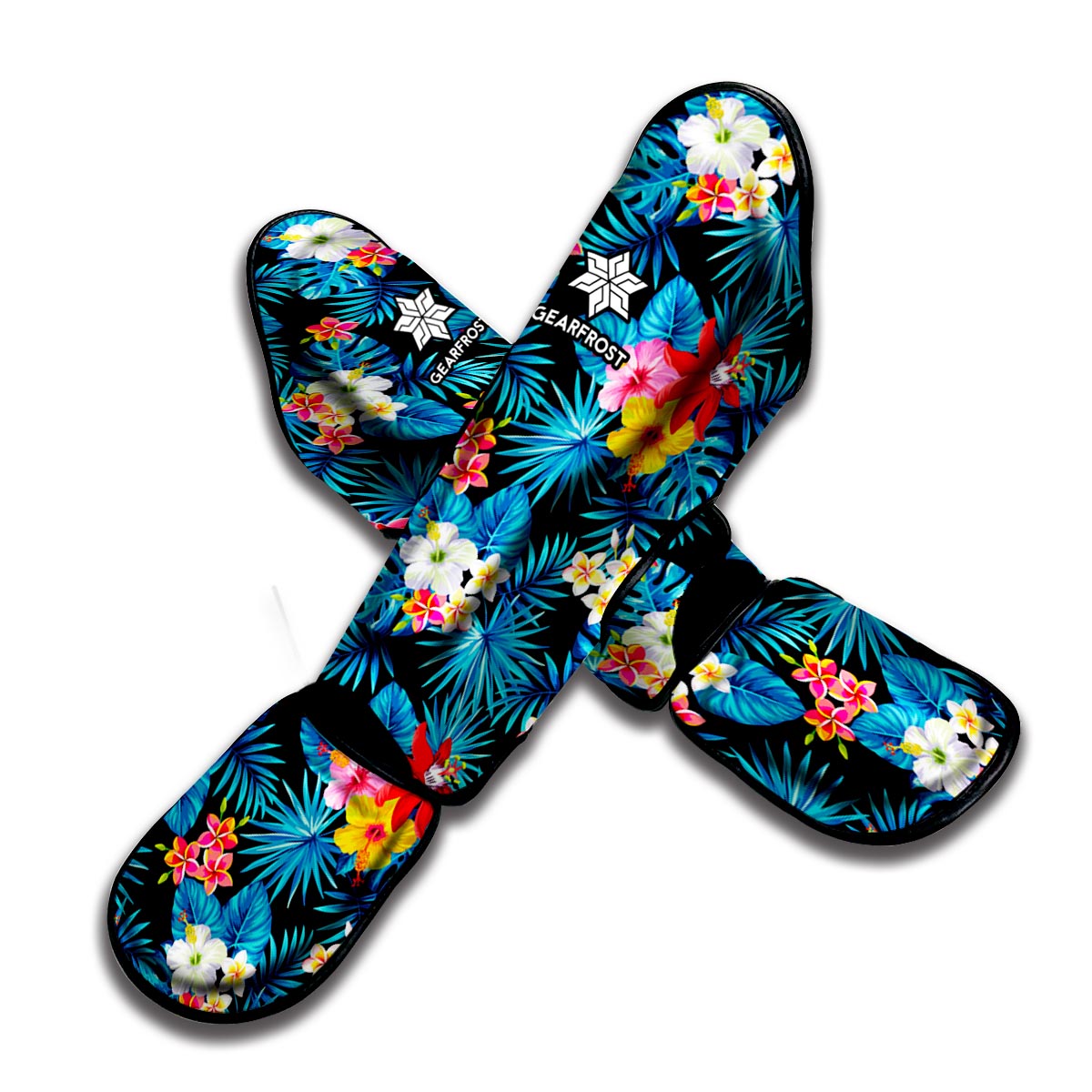 Turquoise Tropical Hawaii Pattern Print Muay Thai Shin Guard