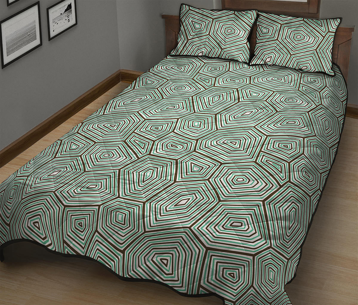Turtle Shell Pattern Print Quilt Bed Set