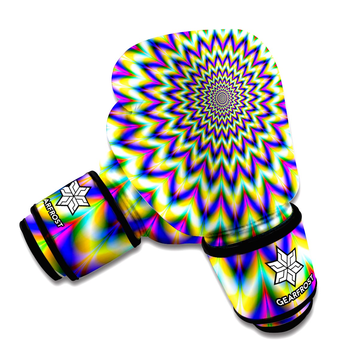Moving Optical Yellow Vortex Illusion Boxing Gloves