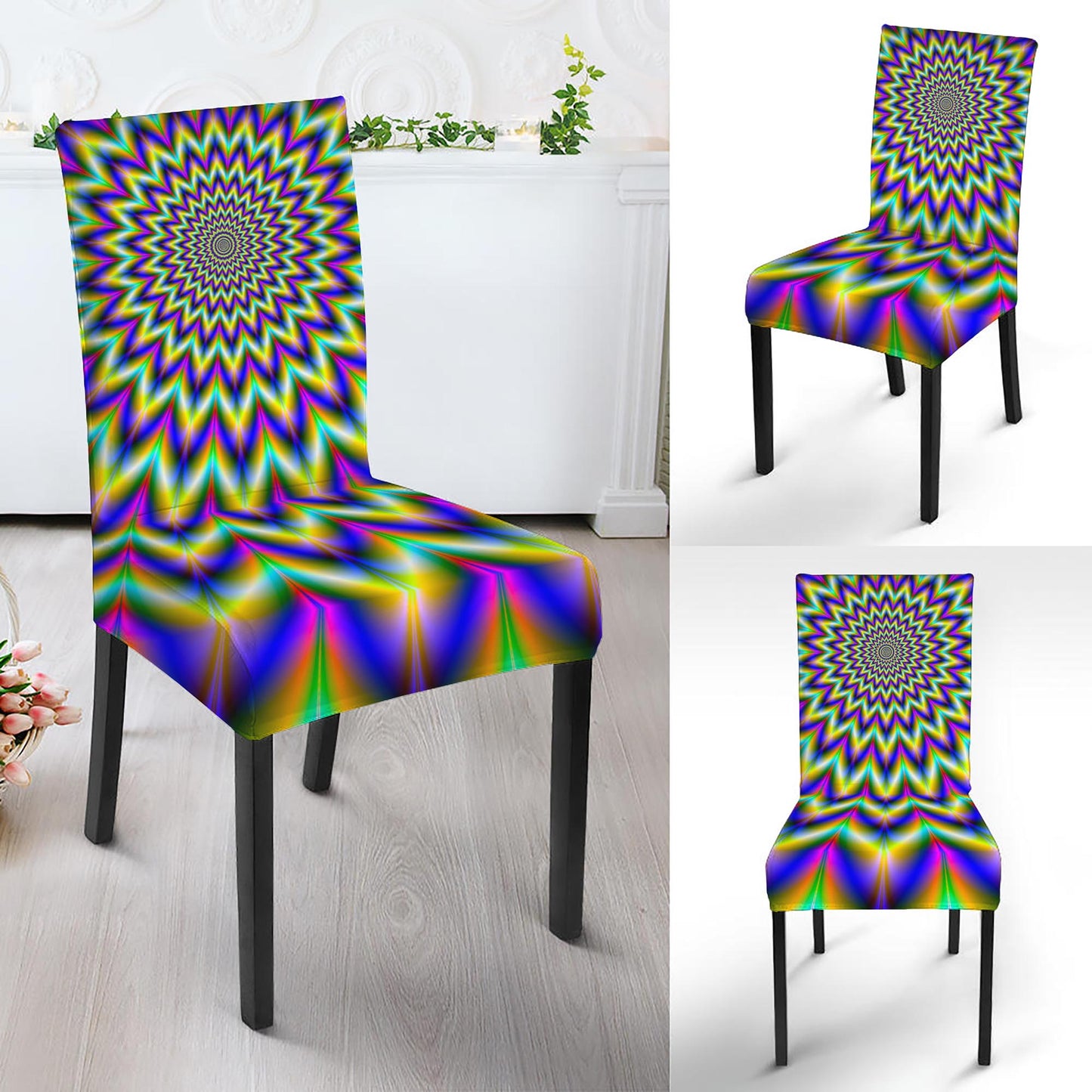 Twinkle Psychedelic Optical Illusion Dining Chair Slipcover