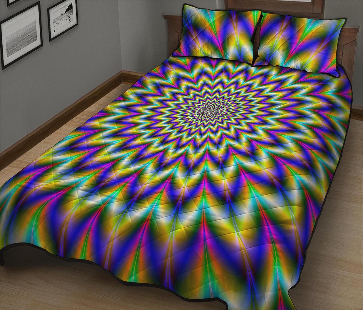 Twinkle Psychedelic Optical Illusion Quilt Bed Set