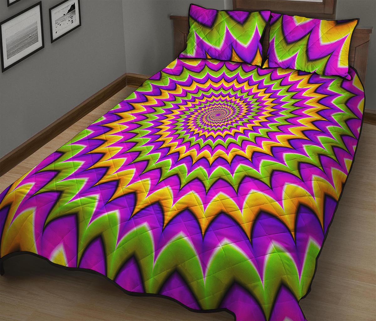 Twisted Colors Moving Optical Illusion Quilt Bed Set