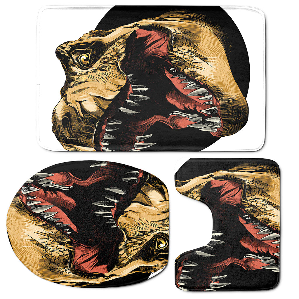 Tyrannosaurus Rex Head Print 3 Piece Bath Mat Set