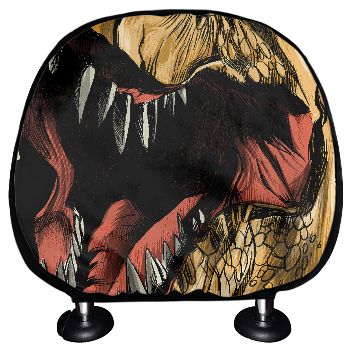 Tyrannosaurus Rex Head Print Car Headrest Covers