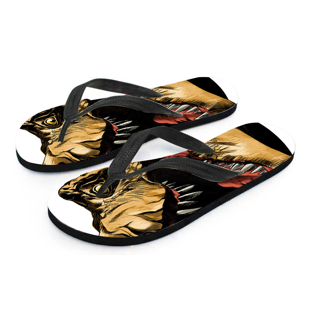 Tyrannosaurus Rex Head Print Flip Flops