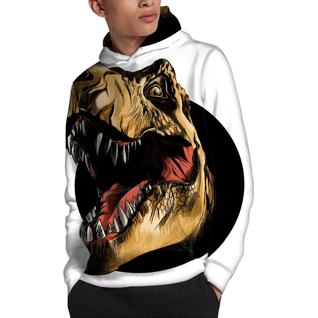 Tyrannosaurus Rex Head Print Pullover Hoodie
