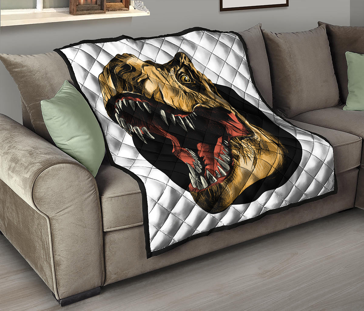 Tyrannosaurus Rex Head Print Quilt