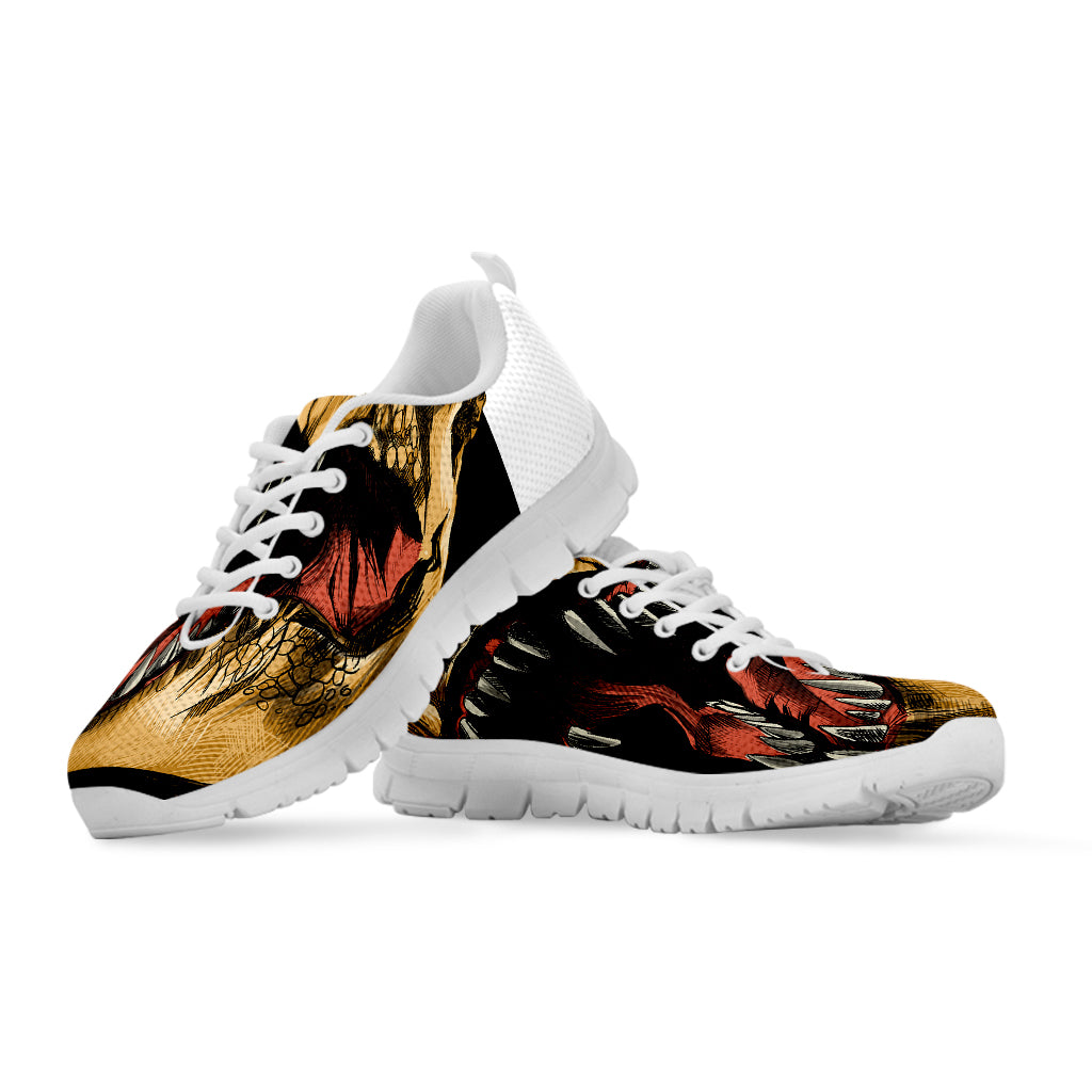 Tyrannosaurus Rex Head Print White Sneakers